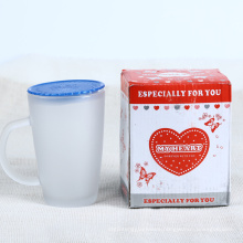 High white material frosted glass mug/glass tea mug with lid/Advertising gift glass cup